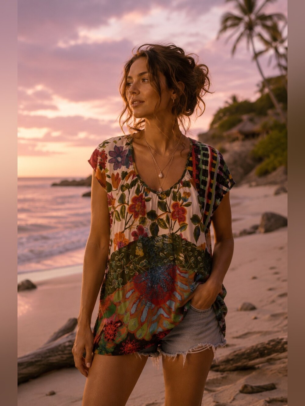 Desigual mixed print floral blouse tunic